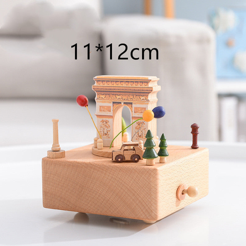 Music Boxes Innovative Rotating Musical Box Wooden Music Box Table Decoration