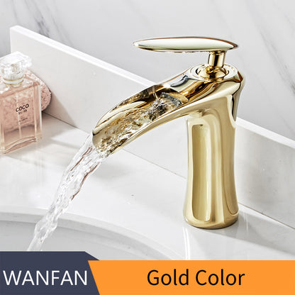 Full copper black and white hot and cold waterfall faucet