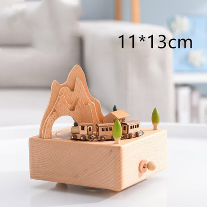 Music Boxes Innovative Rotating Musical Box Wooden Music Box Table Decoration