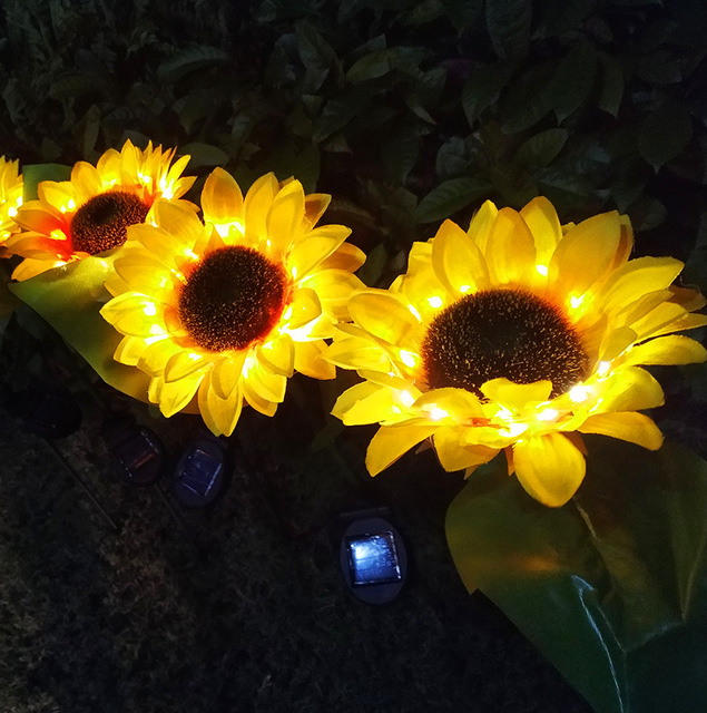 Lámparas solares LED de girasol Luces decorativas de luz solar