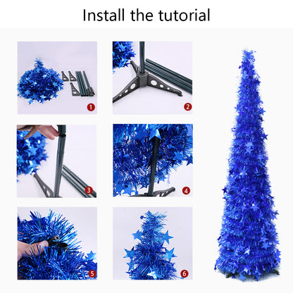 Sapin de Noël artificiel avec guirlandes et support Superbe sapin de Noël artificiel pliable pour décorations de Noël