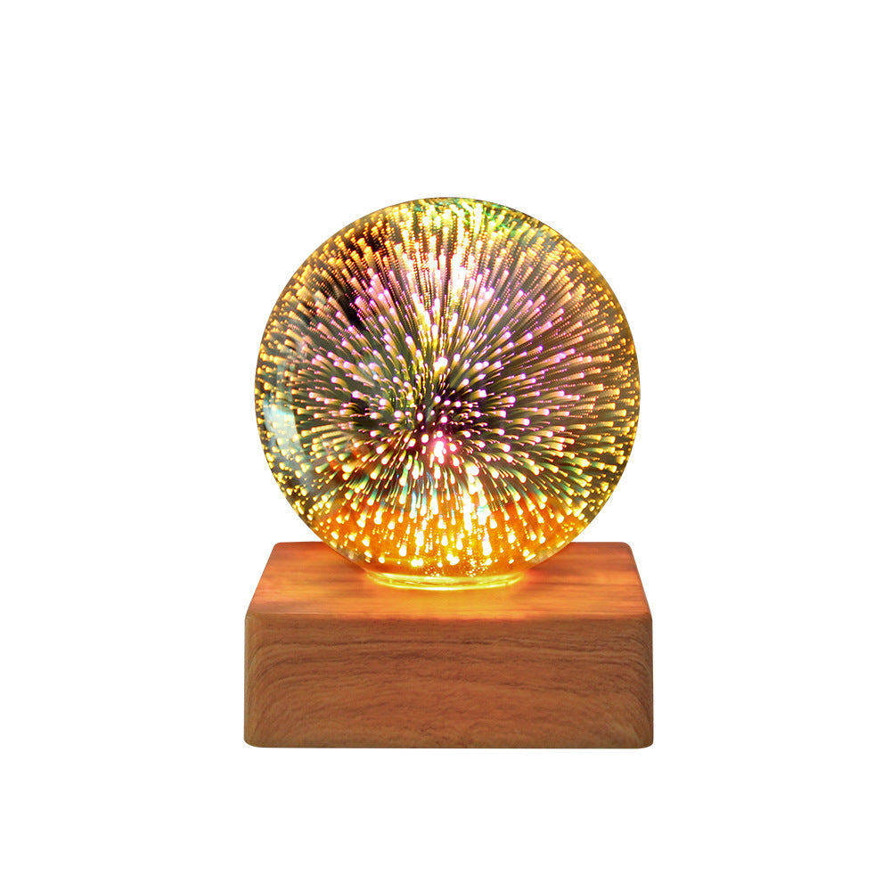 Bola de cristal de fuegos artificiales 3D con USB, luz nocturna romántica con forma de estrella LED, luces navideñas, decoraciones navideñas para el hogar