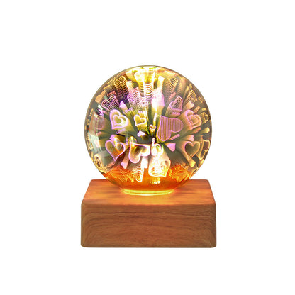 Veilleuse boule de cristal feu d'artifice USB 3D à brancher, veilleuse romantique à LED en forme d'étoile, lumières de Noël, décorations de Noël pour la maison