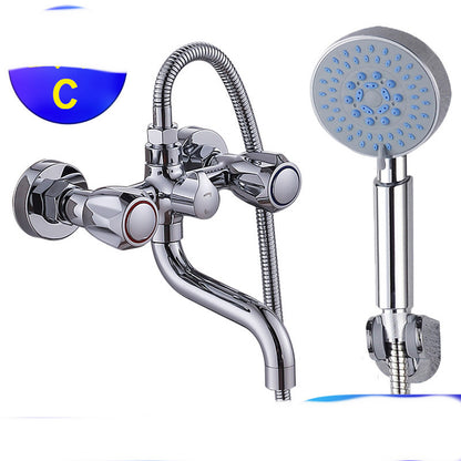 Bathroom Concealed Triple Shower Mixer Valve Copper Double Control Bathtub Faucet