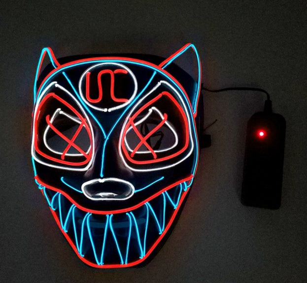 Masque lumineux à lumière froide EL, tête de loup multicolore, modélisation d'animaux, jeu de rôle, accessoires d'horreur d'Halloween