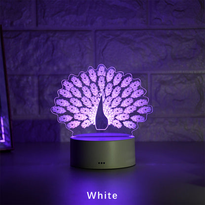 Lumière LED acrylique 3D paon