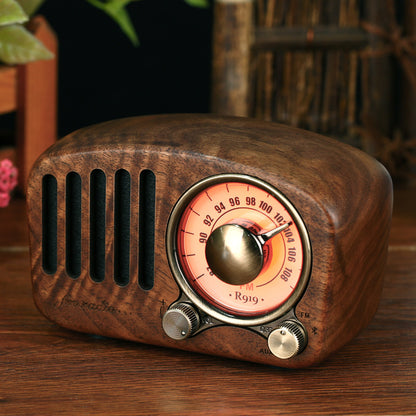 Mini altavoz inalámbrico retro de madera