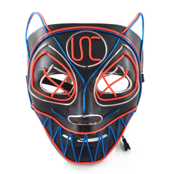 Masque lumineux à lumière froide EL, tête de loup multicolore, modélisation d'animaux, jeu de rôle, accessoires d'horreur d'Halloween