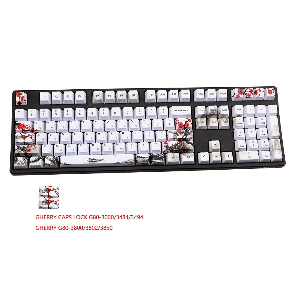 PBT Wangjiang Plum Keycap 109 Key OEM Height Korean Japanese