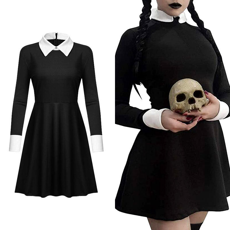 Cosplay de la robe noire d'Halloween mercredi