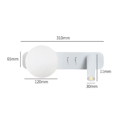 Lampe murale minimaliste moderne et tendance en forme de lune avec boule de verre pour chambre à coucher