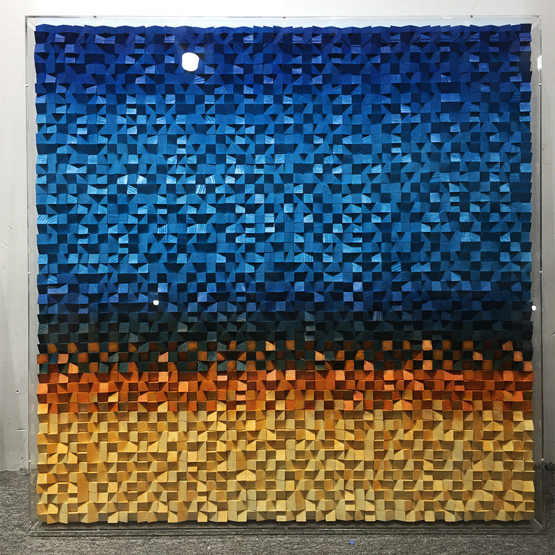 Pintura decorativa de la lona del bloque de madera del mosaico tridimensional