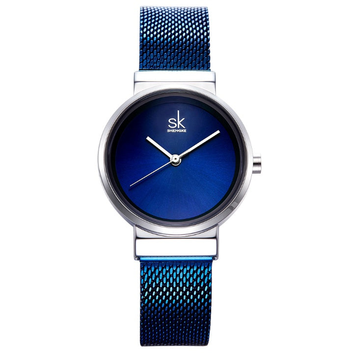 Reloj de pulsera azul Shengke, relojes de mujer de marca de lujo de acero, relojes de cuarzo para mujer, reloj femenino, reloj femenino 