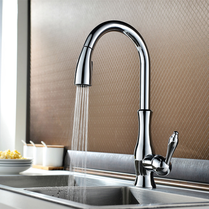 All Copper Rotatable Pull-Out Retractable Kitchen Faucet