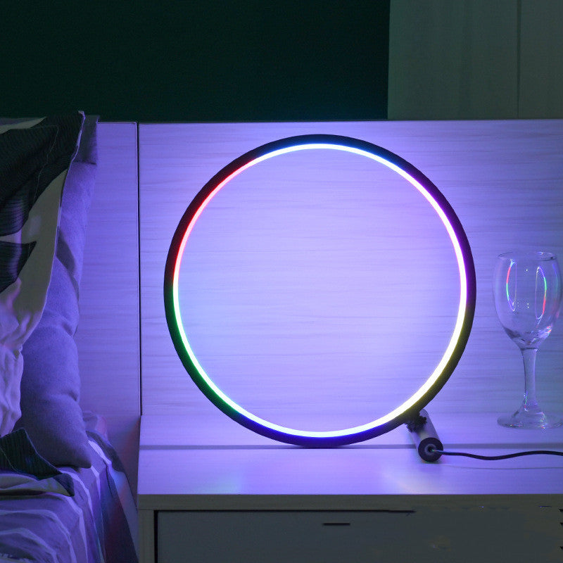 Lámpara de mesa minimalista Led Cct Rgb con cambio de Color USB y luz circular Nodic