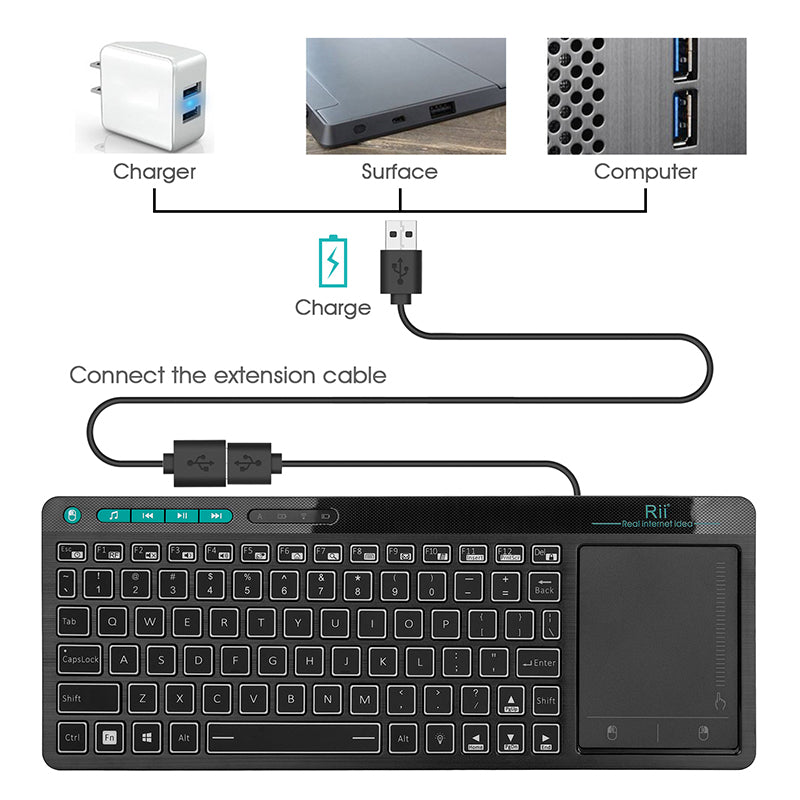 Clavier rétroéclairé Multimdeia RVB avec pavé tactile