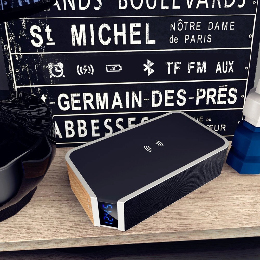 Haut-parleur FM de réveil Bluetooth de charge sans fil 5W