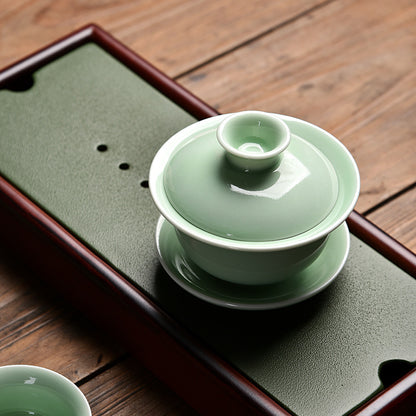 Simple Tea Table With Heavy Bamboo Tray For Tea Ceremony