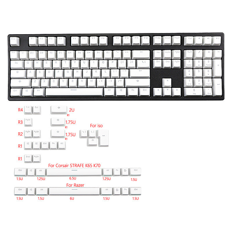 White Pudding Large Full set of 141 Key Sealing Font Keycaps