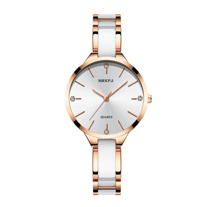 Montre à quartz étanche en céramique strass pour femme