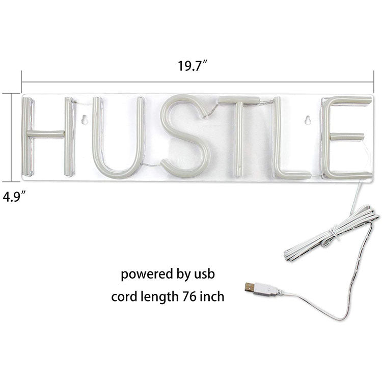 Transparent Back Panel HUSTLE USB Powered Neon Lights