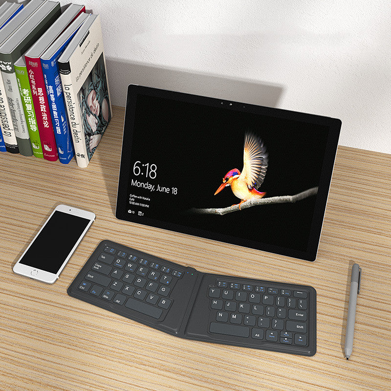 Compatible con Apple, teclado Bluetooth plegable aeroespacial, iPad, tableta, teléfono, teclado universal de oficina