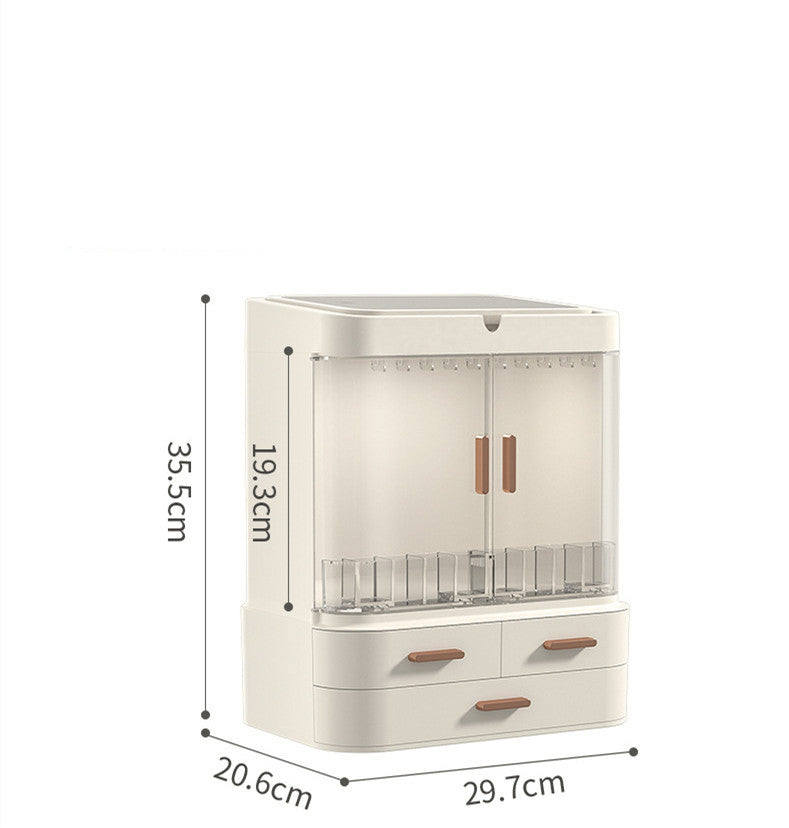 Coiffeuse, boîte de finition, miroir de maquillage, étagère de coiffeuse intégrée anti-poussière pour la maison