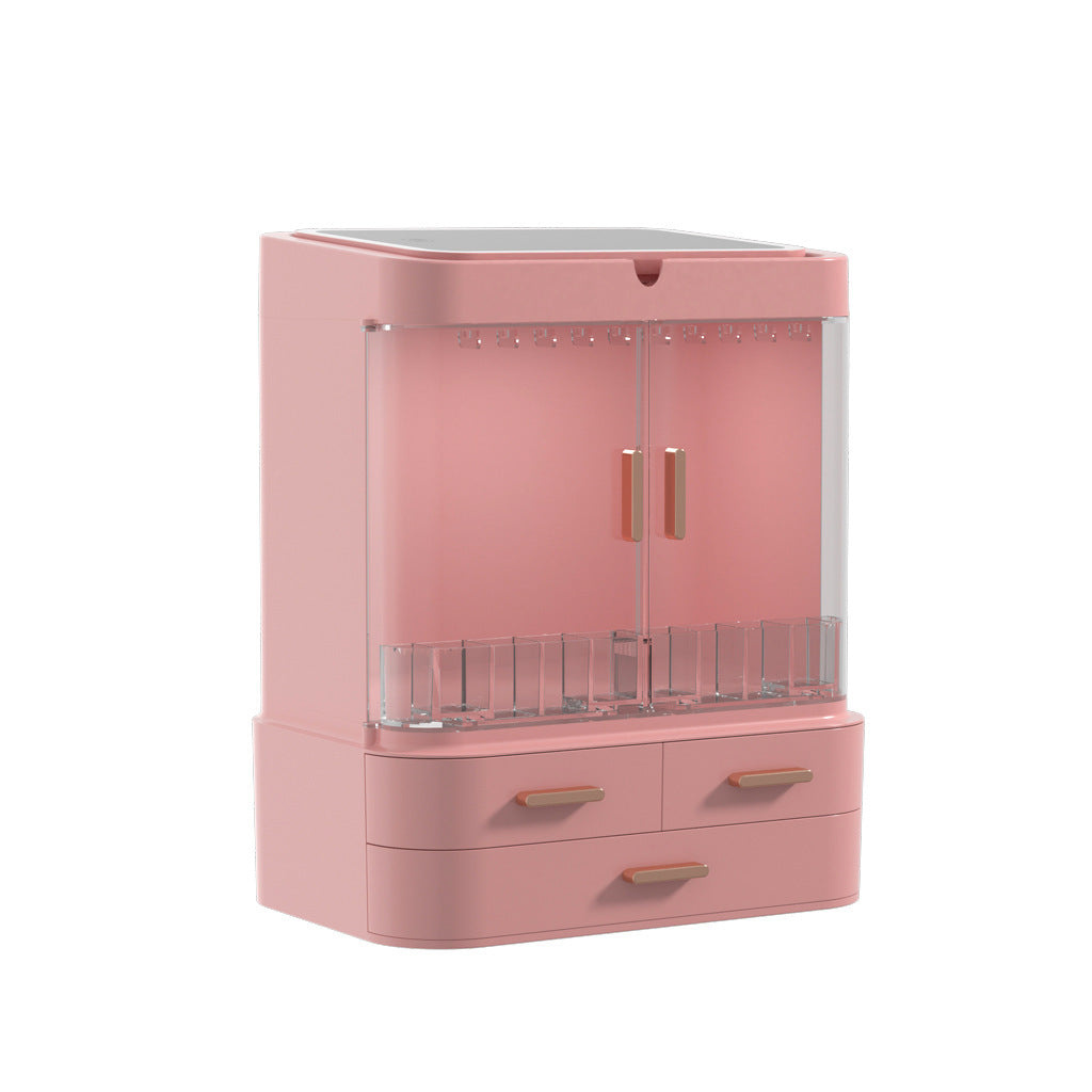 Dressing Table, Finishing Box, Makeup Mirror, Integrated Dust-Proof Home Dressing Table Shelf