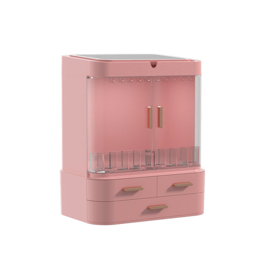 Coiffeuse, boîte de finition, miroir de maquillage, étagère de coiffeuse intégrée anti-poussière pour la maison