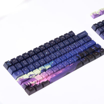 Capuchons de touches de clavier à Sublimation à cinq faces, en PBT, ciel étoilé, coucher de soleil, OEM, touches de clavier mécaniques, personnalité Compatible avec