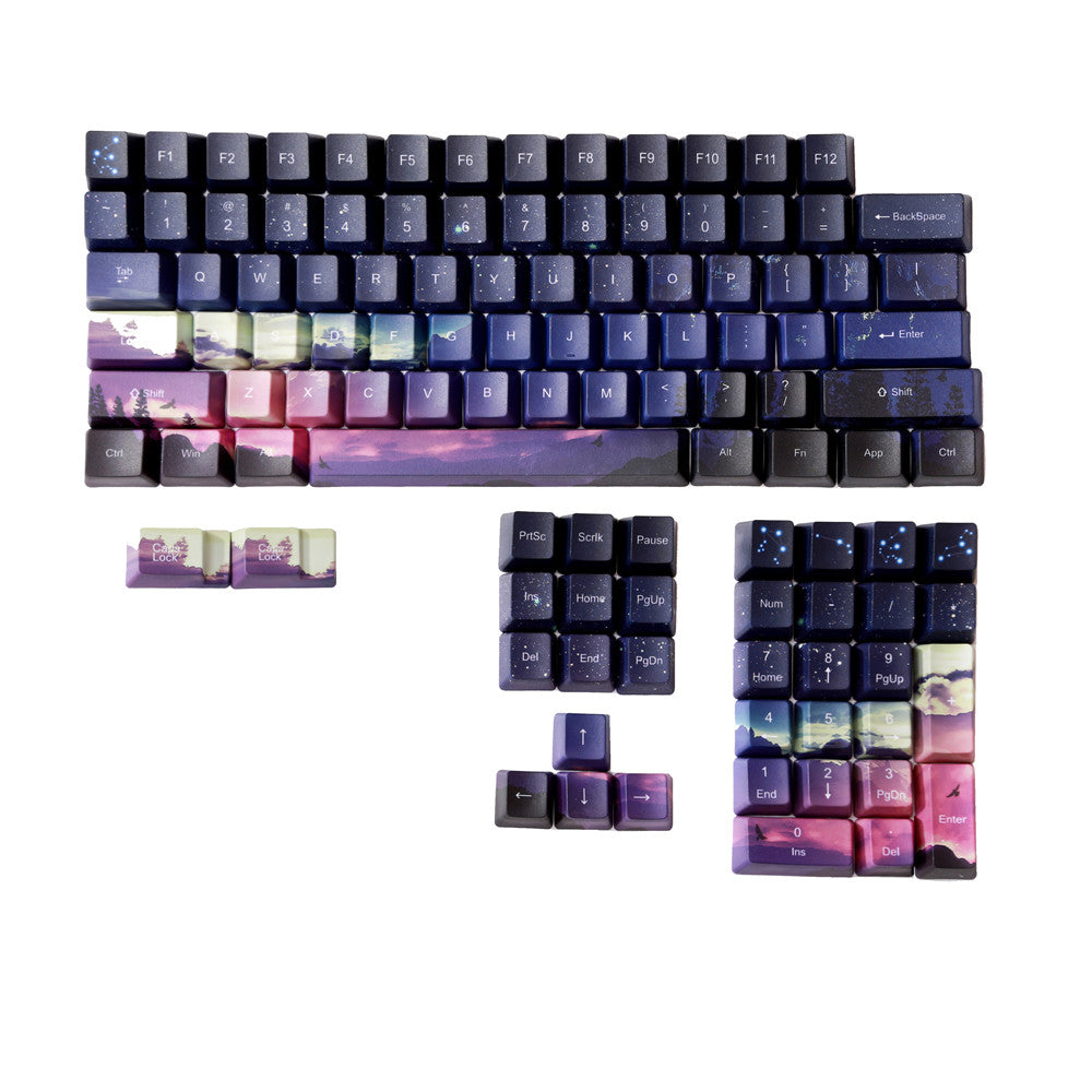 Teclas de cielo estrellado atardecer PBT, teclas de sublimación de cinco caras, teclas de teclado mecánico OEM, personalidad Compatible con