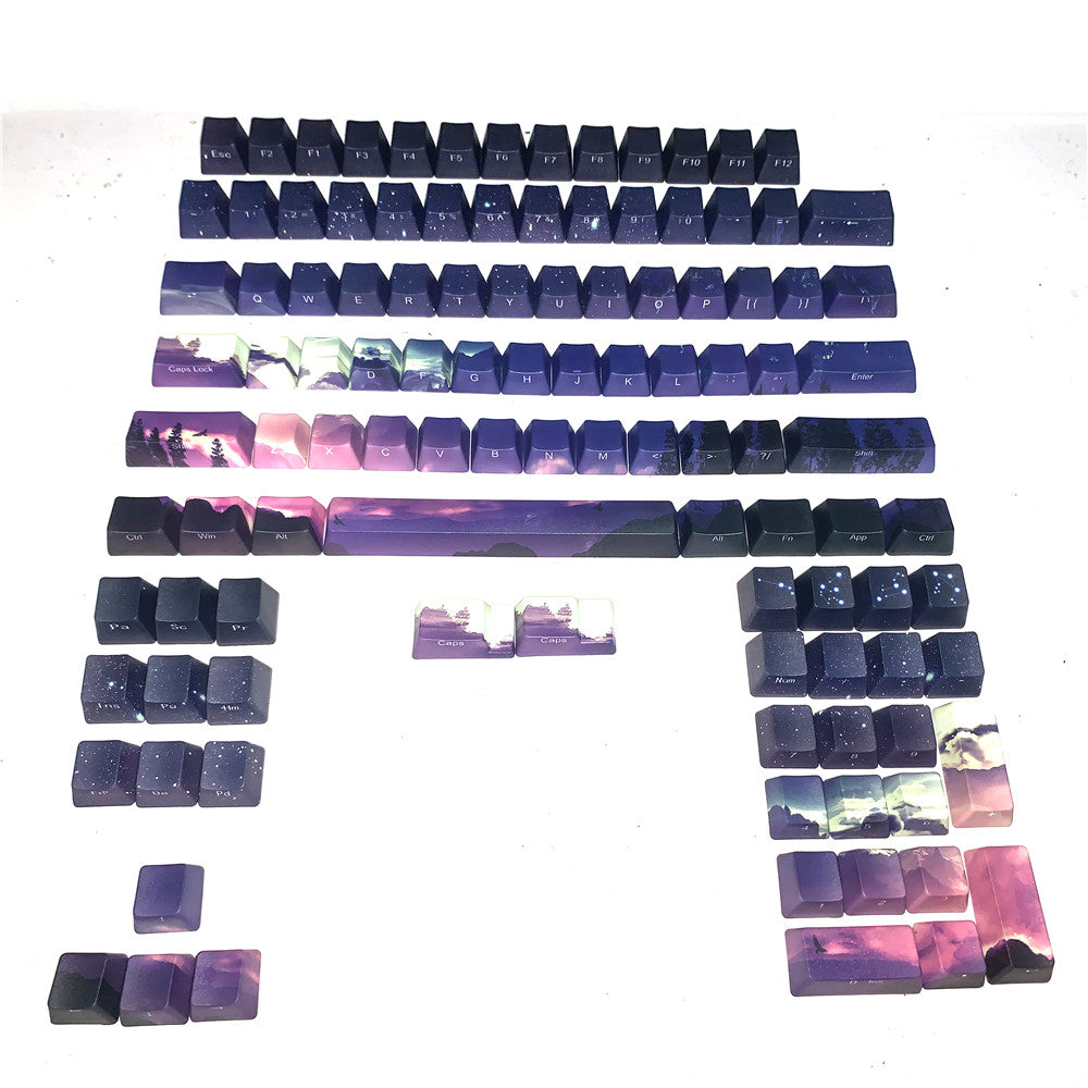 Capuchons de touches de clavier à Sublimation à cinq faces, en PBT, ciel étoilé, coucher de soleil, OEM, touches de clavier mécaniques, personnalité Compatible avec