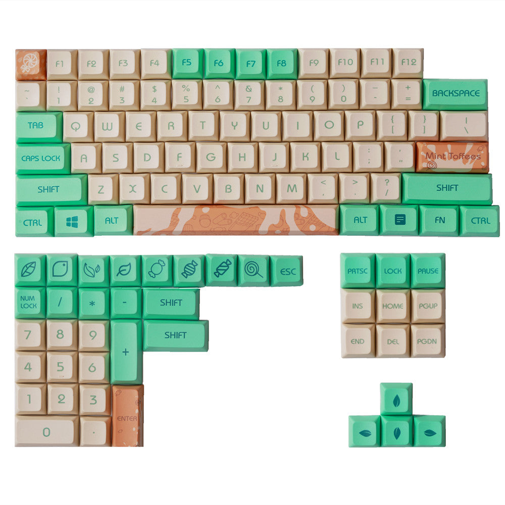 Mint Toffee DSA Ball Cap PBT Sublimación Keycap XDA104 Teclado mecánico Teclas dedicadas