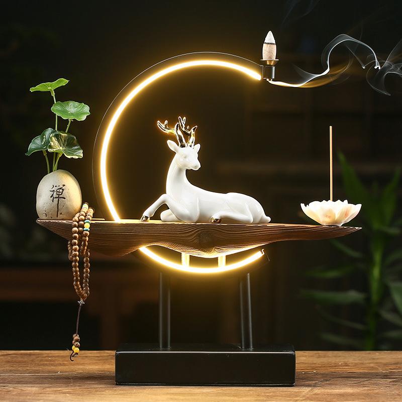 Light Ring White Porcelain Deer Home Furnishing Living Room