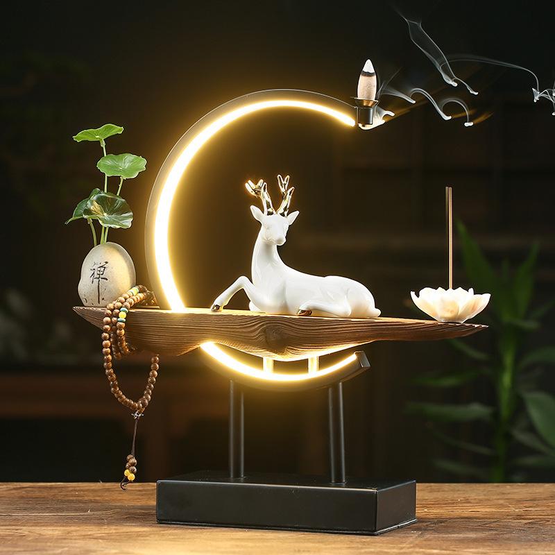 Light Ring White Porcelain Deer Home Furnishing Living Room