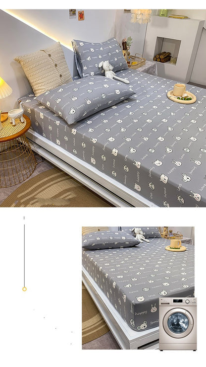 Sábana elástica de algodón con estampado geométrico, sábana ajustable, ropa de cama elástica, funda de colchón, juego de cama tamaño queen y king, colcha