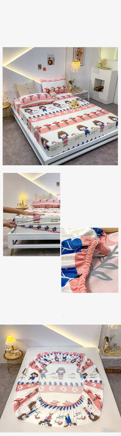 Sábana elástica de algodón con estampado geométrico, sábana ajustable, ropa de cama elástica, funda de colchón, juego de cama tamaño queen y king, colcha