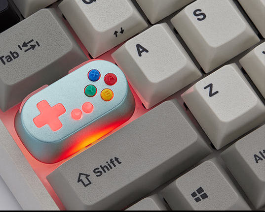 Manija de consola de juegos, interruptor de teclado mecánico inalámbrico con tapa de tecla transparente de Metal