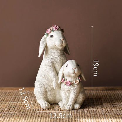 Guirlande de décoration de lapin, ornements en résine, accessoires pour la maison