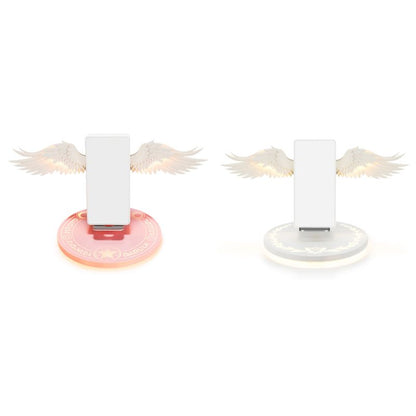 Universal colorido LED Angel Wings Qi cargador inalámbrico base de carga para teléfono móvil cargador rápido