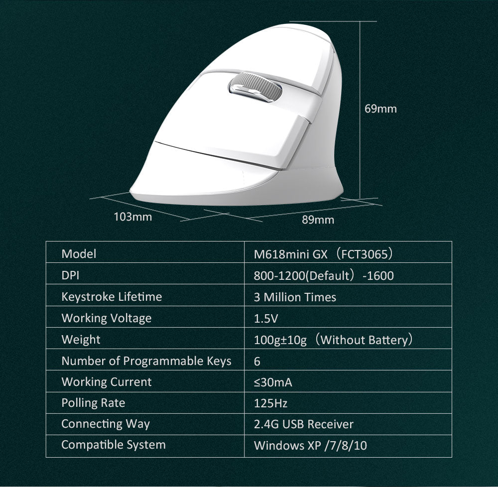 Ratón vertical inalámbrico M618mini, colorido, Bluetooth, modo Dual, ergonómico para ordenador portátil