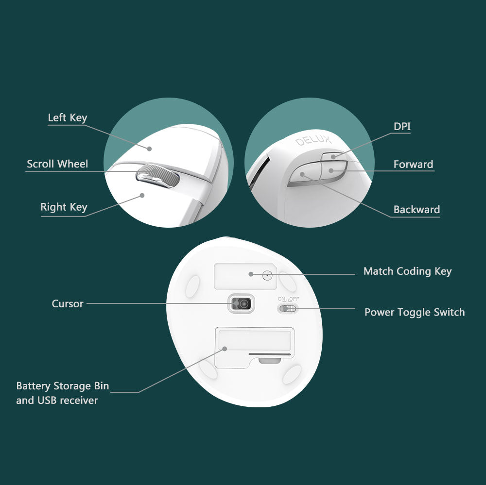 Colorful M618mini Wireless Vertical Vertical Mouse Bluetooth Dual-Mode Laptop Ergonomic Mouse