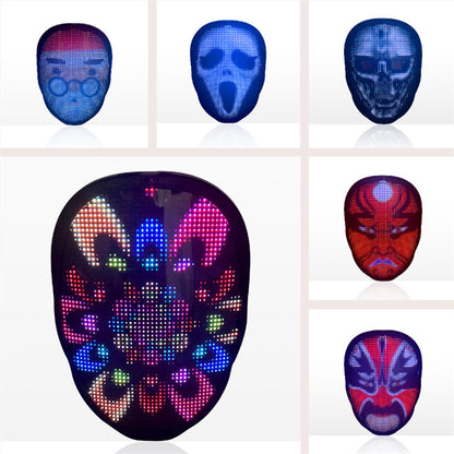 Masque LED changeant de visage, masque lumineux, contrôle par application, masque brillant à faire soi-même pour les fêtes, le carnaval, le DJ