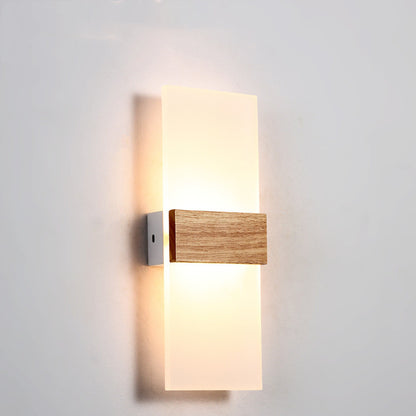 Lámpara de pared LED de madera, lámpara de noche para dormitorio, estudio, sala de estar moderna y sencilla