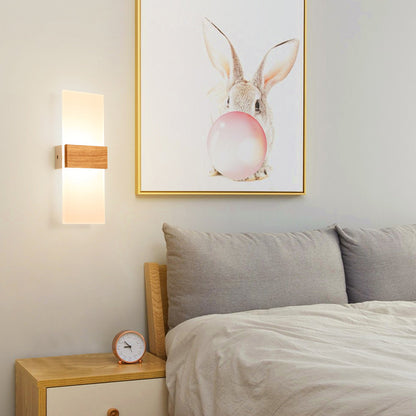 Wooden LED Wall Lamp Simple Modern Living Room Study Bedroom Bedside Lamp