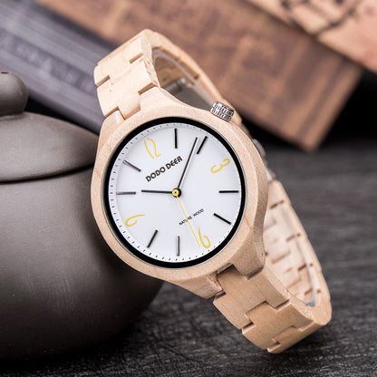 Montre à quartz lumineuse en bois