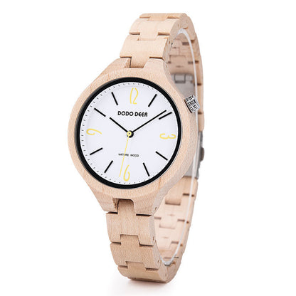 Montre à quartz lumineuse en bois