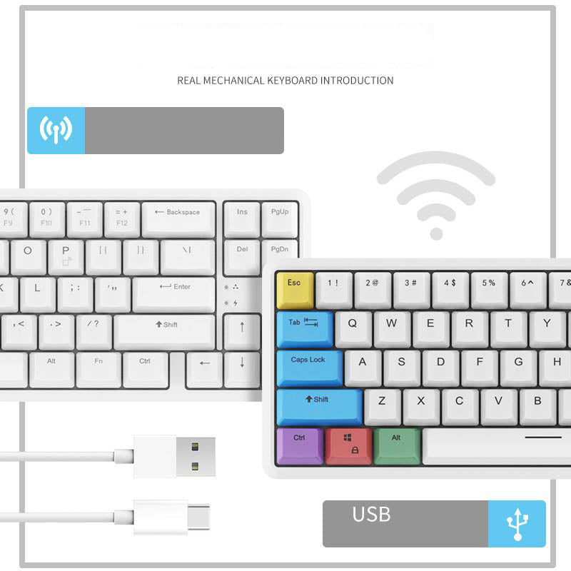 Mini teclado mecánico Bluetooth con cable USB