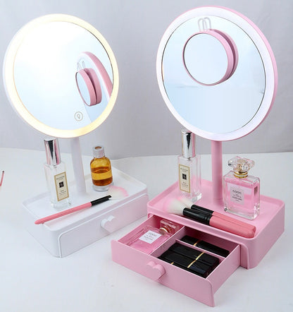 Espejo de maquillaje con tocador LED