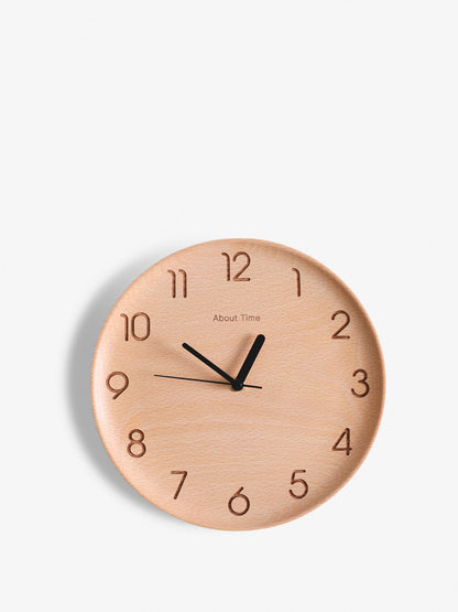 Reloj de pared silencioso, simple, conciso, cálido y versátil de madera de haya nórdica